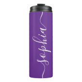 Deep Purple White Script Custom Thermal Tumbler Thermosbecher (Vorderseite)