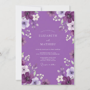 Deep Purple Wildflower-Hochzeit Einladung