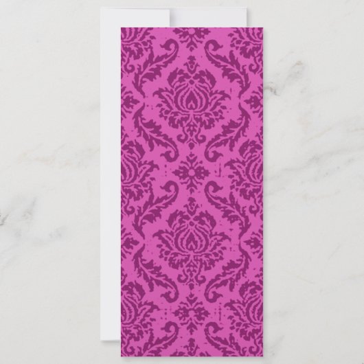 Deep Raspberry Damask Wirbel Hochzeit Einladung (Rückseite)