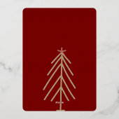 Deep Red 4 Green Pink Gold Weihnachtsbaumen Folieneinladung (Rückseite)