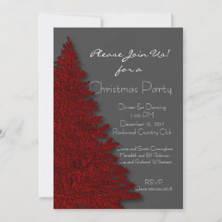 Deep Red and Charcoal Grau Christmas Party Einladung
