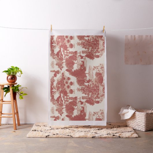 Deep Red and Cream Christmas Winter Wonderland 30" Stoff (Beispiel)