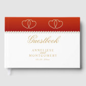 Deep Red and Gold Hearts Gästebuch (Vorderseite)