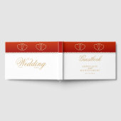 Deep Red and Gold Hearts Gästebuch (Voll)