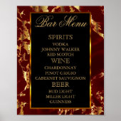 Deep Red and Gold Marmor and Black - Bar Menu Poster (Vorne)