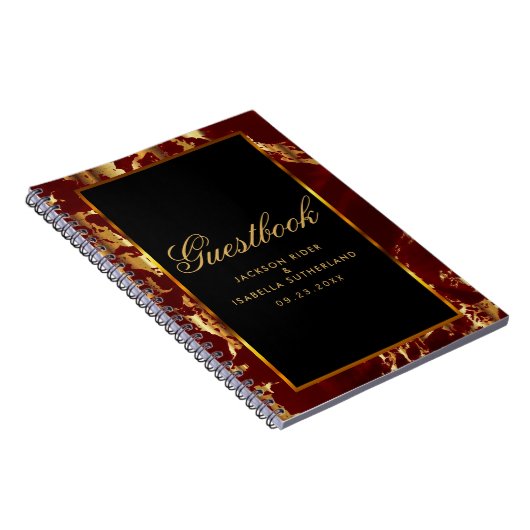 Deep Red and Gold Marmor and Black - Gästebuch Notizblock (Rechte Seite)