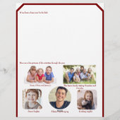 Deep Red and green Christmas letter w' photos Briefbogen (Rückseite)