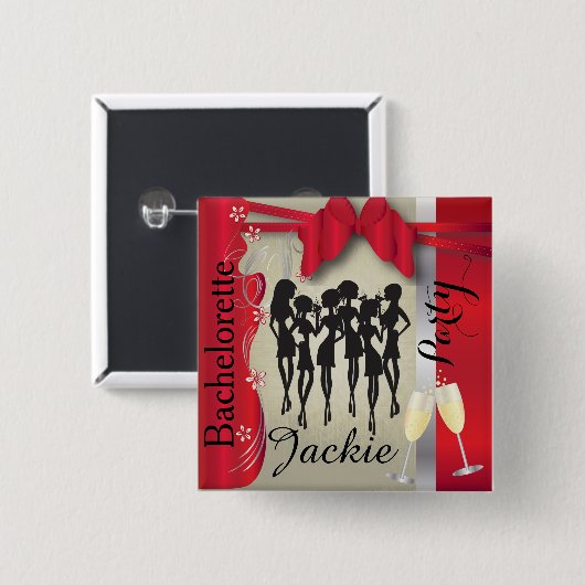 Deep Red and Silver Girls Party Button (Vorne & Hinten)