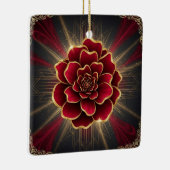 Deep Red Art Deco Flower Ornament with Gold Accent (Rechts)