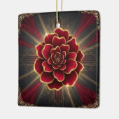 Deep Red Art Deco Flower Ornament with Gold Accent (Links)