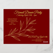 Deep Red Bale Yellow & Graphic Gold Leaf Geburtsta Folie Einladungspostkarte (Rückseite)