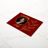 Deep Red Bale Yellow & Graphic Gold Leaf Geburtsta Folie Einladungspostkarte (Gedreht)