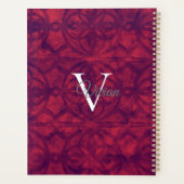 Deep Red Batik Elegant Monogram Name Planner Planer (Rückseite)