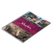 Deep Red Batik Name und Foto Collage Notizblock (Linke Seite)