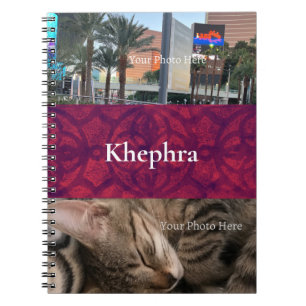 Deep Red Batik Name und Foto Collage Notizblock