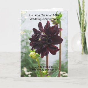 Deep Red Black Dahlia 14. Hochzeitstag Karte