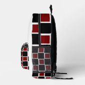 Deep Red & Black Modern Geometric Backpack . Bedruckter Rucksack (Rechts)