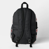 Deep Red & Black Modern Geometric Backpack . Bedruckter Rucksack (Rückseite)