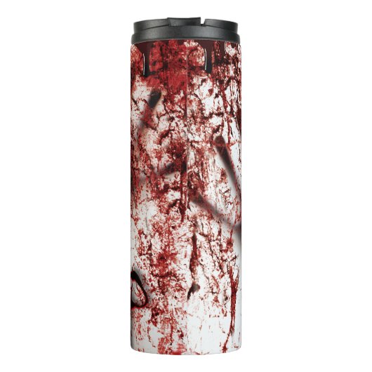 Deep Red Bloody Blood Spatter Help Thermosbecher (Rückseite)