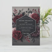 Deep Red Bloom Romance Wedding Einladung (Stehend Vorderseite)