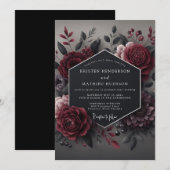 Deep Red Bloom Romance Wedding Einladung (Vorne/Hinten)