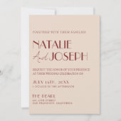 Deep Red Blue All In One Whimsical Modern Wedding Einladung (Vorderseite)