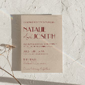 Deep Red Blue Whimsical Modern Photo Wedding Einladung