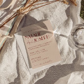 Deep Red Blue Whimsical Modern Photo Wedding Einladung