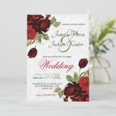 Deep Red Blume Einladung (Stehend Vorderseite)