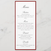Deep Red Border Wedding Menu Card Menükarte (Vorderseite)