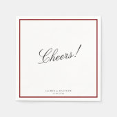 Deep Red Border Wedding Napkins Serviette (Vorderseite)