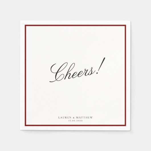 Deep Red Border Wedding Napkins Serviette (Vorderseite)