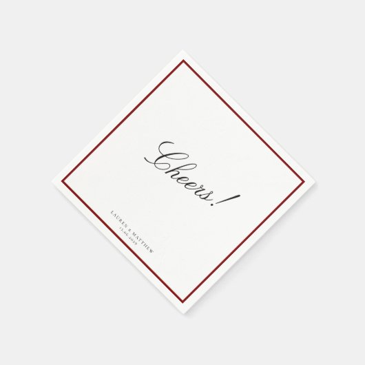 Deep Red Border Wedding Napkins Serviette (Ecke)