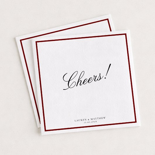 Deep Red Border Wedding Napkins Serviette