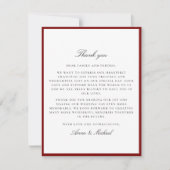 Deep Red Border Wedding Thank You Card Save The Date (Vorderseite)
