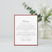 Deep Red Border Wedding Thank You Card Save The Date (Stehend Vorderseite)