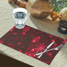 Deep Red & Bright Snowflakes Baumwolle