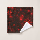 Deep Red Bright Snowflakes Holidays Name Badhandtuch Set (Waschlappen)