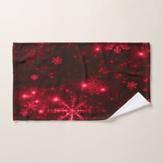 Deep Red Bright Snowflakes Holidays Name Badhandtuch Set (Handtuch)