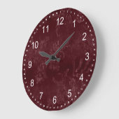 Deep Red Burgundy Floral Christmas Große Wanduhr (Winkel)