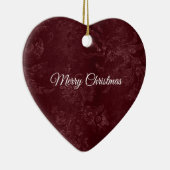 Deep Red Burgundy Floral Christmas Keramik Ornament (Rechts)