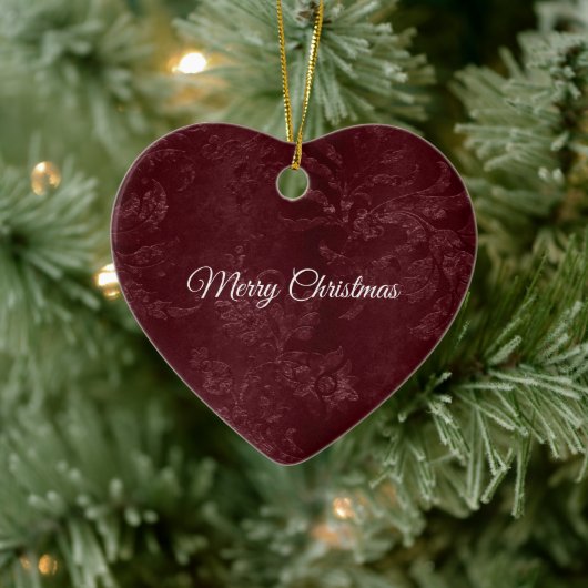 Deep Red Burgundy Floral Christmas Keramik Ornament (Baum)