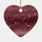 Deep Red Burgundy Floral Christmas Keramik Ornament (Hinten)
