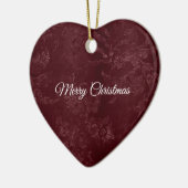 Deep Red Burgundy Floral Christmas Keramik Ornament (Links)