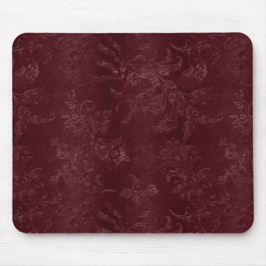 Deep Red Burgundy Floral Christmas Mousepad (Vorne)