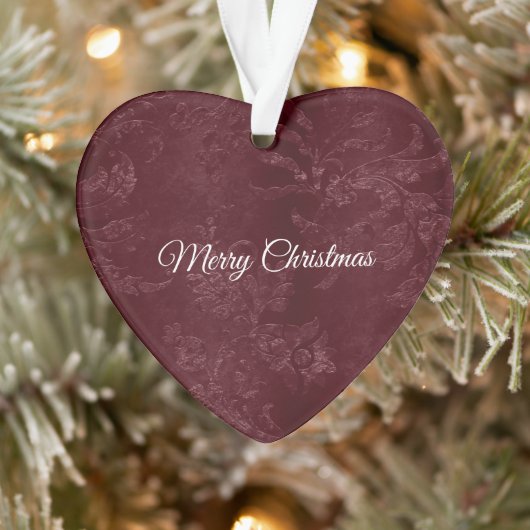 Deep Red Burgundy Floral Christmas Ornament (Baum)