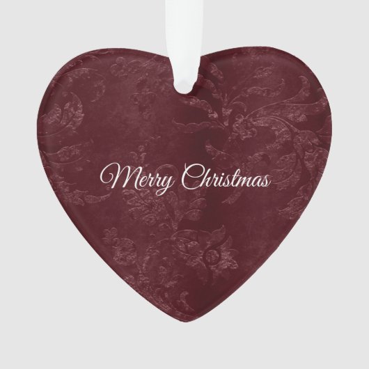 Deep Red Burgundy Floral Christmas Ornament (Vorderseite)