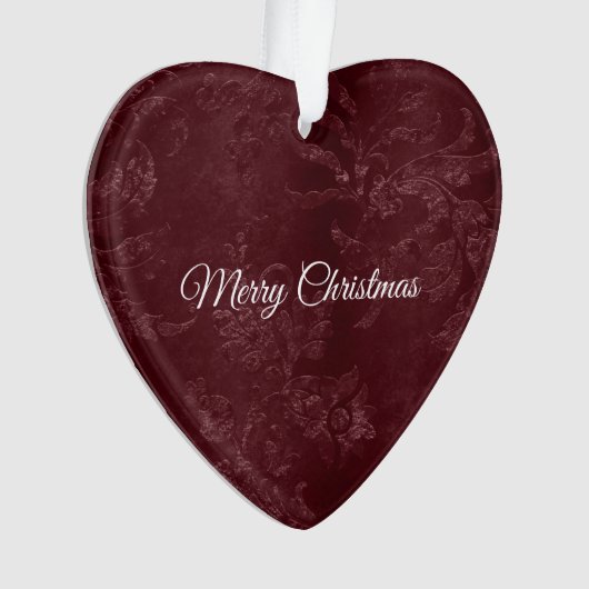 Deep Red Burgundy Floral Christmas Ornament (Vorderseite)