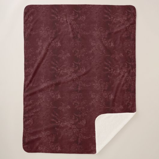 Deep Red Burgundy Floral Christmas Sherpadecke (Vorderseite)