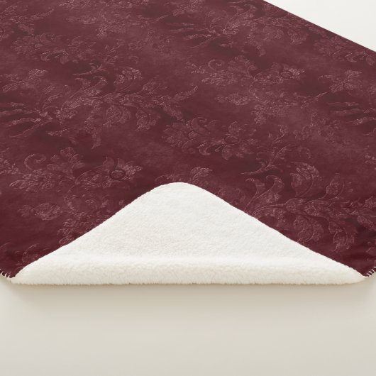 Deep Red Burgundy Floral Christmas Sherpadecke (3/4)